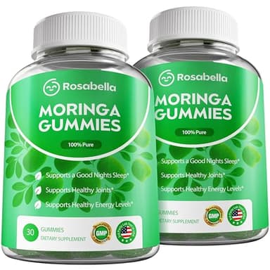 Rosabella Moringa Gummies – Moringa Leaf Extract 1000mg Equivalent Per Serving – Natural Energy & Balance – Non-GMO, Gluten-Free Superfood Gummies for Women & Men – 60 Count (60 Count (Pack of 2))