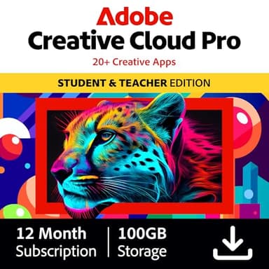 Adobe Creative Cloud Pro STE | Student & Teacher Edition | 20+ creative apps plus 100GB Storage |12-Month Subscription | PC/Mac