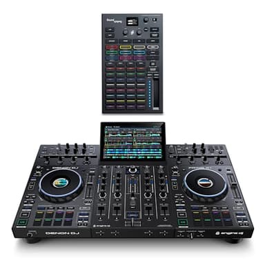 Denon DJ PRIME 4+ DJ Controller and DMX Lighting Controller for Live Music, DJ sets, Events, Music production