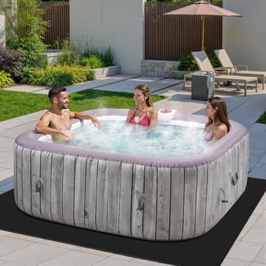 SEGMART 4-6 Person Inflatable Hot Tub, Portable Outdoor Spa with 130 Air Jets, Circulation Heating & Filter System, PVC Blow Up Tub for Backyard & Patio (Square)
