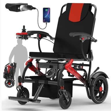 Electric Wheelchairs for Adults Foldable 36LBS Lightweight, 15 Miles Travel Range& Max Support 350 LBS, 500W Brushless Motors Power Motorized for Seniors& LED Light& Airline Approval-MEH03
