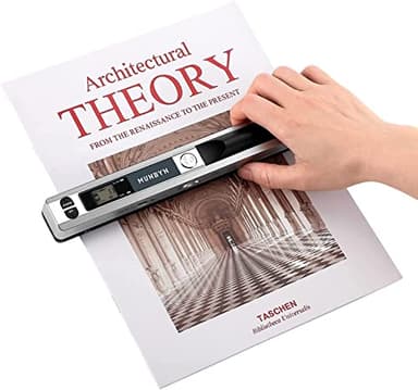 MUNBYN Portable Scanner, 900 DPI Photo Scanner for A4 Documents & Pictures, Wand Reader with 16G SD Card, Flat Scanning, USB Transfer to PC/Laptop, No Driver Required (Silver)