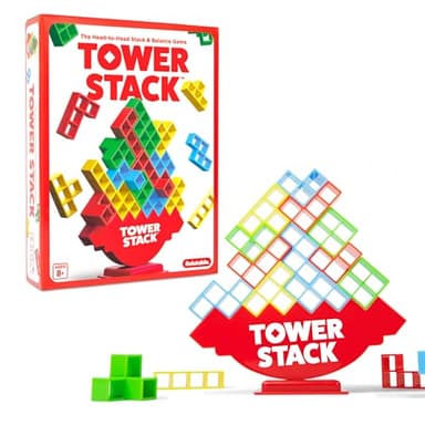 Tower Stack by Relatable, Exciting Tower Game for Kids & Adults Family Game Night, Fun Stacking and Building Toys, Includes 36 Cards, 24 Blocks, 1 Tower Body, 1 Tower Stand, and Instructions