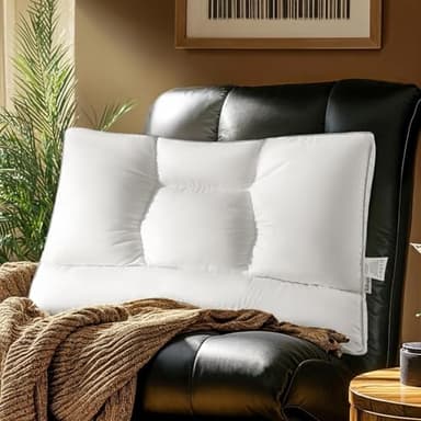 AiAngu Goose Down Pillow, Cervical Support for Neck Pain Relief, 1050+ Fill Power, 600 Thread Count Cotton Shell, Ergonomic Design for Side, Back, and Stomach Sleepers(White,Standard(Pack of 1))