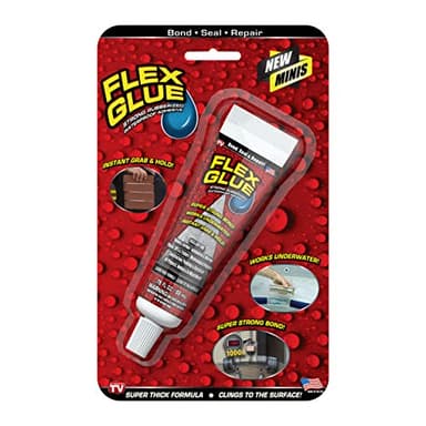 Flex Glue, Mini, White, Super Strong, Rubberized Waterproof Adhesive, Works Underwater, Use On Pools, Showers, Outdoors, Concrete, Brick, Pavers, Masonry, and UV Resistant, 0.75 fl oz
