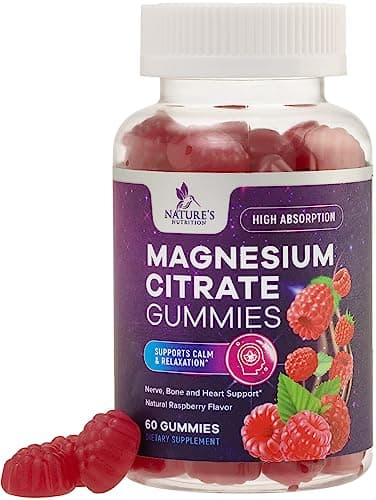 Magnesium Citrate Gummy Supplement - Improved Vegan Formula - High Absorption Magnesium Gummies for Adults & Kids - Mag Citrate Gummy Supplements - Delicious Raspberry Pomegranate Flavor - 60 Gummies