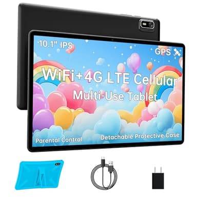 HAOVM Tablet 10 inch Android 14, 4G SIM Unlocked, Kid Tablet with SIM Card Slot, IPS Touch Screen, 2.0GHz Fast Processor, 3GB+32GB+TF Expand,2.4G/5GHz WiFi,8MP Camera, GPS, with Blue case
