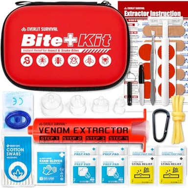 EVERLIT Bee Sting & Snake Bite Kit with Venom Extracto Pump, Essential First Aid Supplies, Insect Bug Outdoor Emergency Safety Kit for Hiking Backpacking Camping Fishing Travel