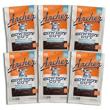 Country Archer Grass Fed Beef Jerky - Zero Sugar Beef Jerky, Sugar Free Snack Pack, Bulk, Individual Packs, Gluten Free, Paleo - Classic Flavor - 2 Oz (Pack Of 6)