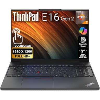 Lenovo ThinkPad E16 Gen 2, FHD+ 16" Touchscreen, AMD Ryzen 7 7735U, 16GB RAM, 512GB SSD, Fingerprint, Backlit Keyboard, WiFi 6E + BT, RJ-45, FHD Webcam, Win 11 Pro, AI Business Laptop