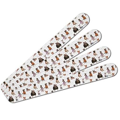 Cool Dogs in Outfits Paw Print Pattern Double-Sided Nail File Emery Board Set 4 Pack
