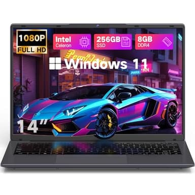 DERE 14 inch Laptop,Gaming PC Coumpter,8GB RAM 256GB SSD| 1920x1200 FHD+ IPS Display| N5805|Win11,HDMI & Wi-Fi|for Study, Office,Business,|Silver Gray
