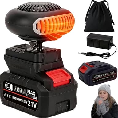 Battery Powered Space Heater, Battery Operated Space Heater Indoor Cordless Rechargeable with USB Batteries, Portable Heaters Quiet Anti Tilt Design for Camping/Car/Indoor/Defroster