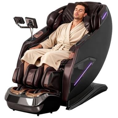 4D Massage Chairs Full Body,Zero Gravity SL-Track Shiatsu Massage Chair Recliner,Core Heating,20 Massage Techniques,Deep Yoga Stretch,Foot Rollers, Ai Voice,Touch Screen,Wireless Charging