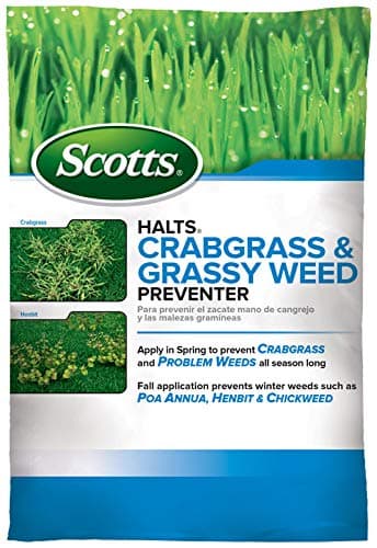 Scotts Halts Crabgrass & Grassy Weed Preventer - Crabgrass Preventer, Pre Emergent Weed Control for Lawns, Prevents Chickweed & More, Treats up to 5,000 sq. ft., 10.06 lb.