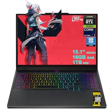 Lenovo Legion 5 AI-Powered Gaming Laptop 15.1" WQXGA 2560x1600 OLED 165Hz Intel 20-core Ultra 7 255HX 16GB RAM 1TB SSD GeForce RTX 5060 DLSS4 (Up to 572 AI Tops) RGB Backlit Wi-Fi7 Win11Pro ICP Hub