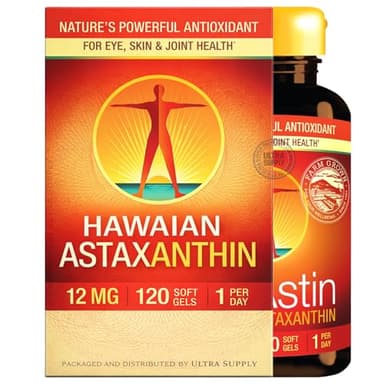 Bio.Astin Hawaiian_Astaxanthin 12mg - 120 Count, Natural Antioxidant from Microalgae Softgels