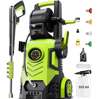 2026Upgraded Pressure Washer 5000PSI with Adjustable Touch Screen 8 Level, 34" Tall, 4 Quick Connect Nozzles,Inlet Hose&Filter&500mlFoam Cannon for Cars/Fences/Driveways/Home Cleaning,Yellow