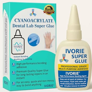IVORIE Super Glue Adhesive Instant Bonding Cyanoacrylate Acrylic - Dental Laboratory Tools (Transparent Clear Color - 30gr)