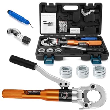 Copper Pipe Crimping Tool - with 1/2", 3/4", 1" Jaws, Copper Tube Fittings Hydraulic Pipe Crimping Tool for Pro Press, Viega Copper Pipe Fittings
