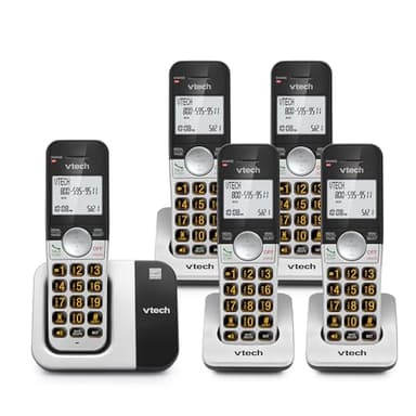 VTech VG231-5 Cordless Phone 5-Handset with Large Display and Big Buttons, DECT 6.0 with Caller ID/Call Waiting, Full Duplex Speakerphone, ECO Mode, Last 10 Number Redial, Easy to Use