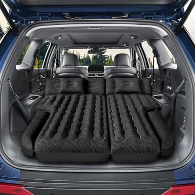 DikaSun Inflatable SUV Air Mattress Bed Car Mattress for SUV, Double-Sided Flocking Travel Camping Bed, Car Sleeping Mattress for Universal SUV with Air Pump 2 Pillows