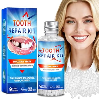 Moldable False Teeth Beads, DIY Temporary Tooth Replacement Kit, Suitable for Missing, Broken and Chipped Tooth Repair Beads, Thermoplastic Beads, Make You Smile Confidently