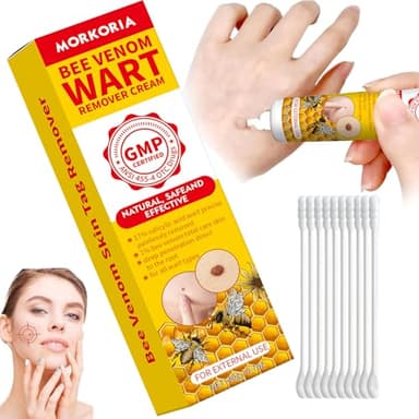 MORKORIA Wart Remover,Bee Venom Wart Removal Cream,Bee Venom Skin Restoration Cream, Salicylic Acid Wart Remover,Suitable for Use On The Face, Neck and All Areas of The Body(1Pcs)