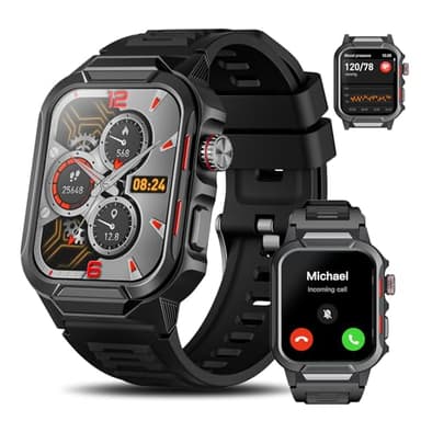 Smart Watches for Men (Answer/Make Calls), 1.96" Fitness Smart Watch with Heart Rate/Blood Oxygen/Sleep Monitor/100+ Sport Modes, 3ATM Waterproof Smartwatch Mens Watches for Android and iPhone