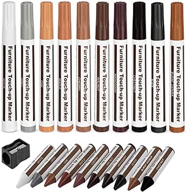 DAIXISM Furniture Markers Touch Up,Wood Filler Floor Scratch Repair Kits,Set of 21-Markers and Wax Sticks with Sharpener Kit for Funiture Repair,Floor Scratch.