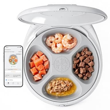 Robotail Automatic Cat Feeder Wet Food, 2026 Upgraded Smart Dual-Temp Refrigerated Auto Cat Feeder with Semiconductor Cooling & Pre-Heating, App-Controlled Pet Food Dispenser, Easy to Clean(White)