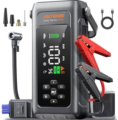 JOLTEKON Car Battery Jump Starter with Air Compressor 4500A 150PSI, Car Jumper Starter Portable (9L Gas/8L Diesel), Jump Box Car Battery with Auto-Shutoff Tire Inflator, Jumper Cables and Light