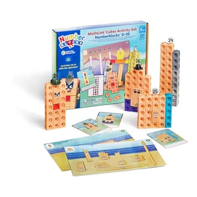 Learning Resources MathLink Cubes Numberblocks 21–30 Activity Set, Toys for 3 Year Old Boys and Girls, 20 Activities Related to The TV Series, Sensory Toys for Autism