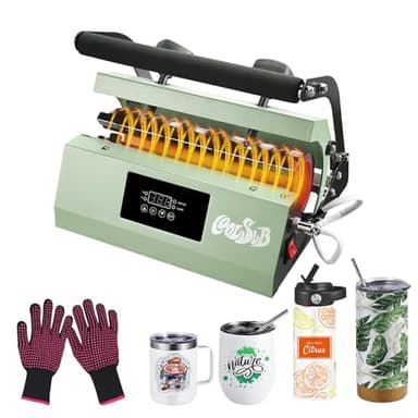 CoolSub Tumbler Heat Press Machine, Mug Press Machine for 30oz 20oz, Sublimation Blank Skinny Tumbler Glass Jar Can 11-16oz Mugs, Heat Transfer Print for Sublimation Tumblers, Cups, Mugs Green