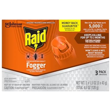 Raid Concentrated Deep Reach Fogger Kills Ants Roaches and Spiders 1.5 Ounce Cans 3 Count (Pack of 1)