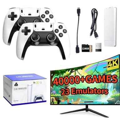 2026 New M15 Retro Gaming Console, Retro Gaming Stick with 40,000+ Classic Game and 23 Game Emulators, Plug & Play 4K HDMI Output Game Console Stick with Dual 2.4G Controllers (128GB) for Christmas gifts