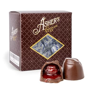 Asher's Chocolates, Sugar Free Cherry Cordials, Individually Wrapped Cordials, Asher's Giftable Box Design, Diabetic Friendly, Small Batches of Kosher Chocolate, Family Owned Since 1892 (8oz, Milk Chocolate)