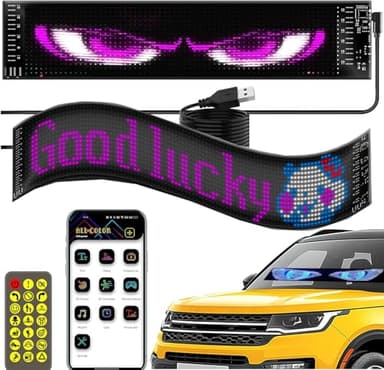 Devil Eyes Light for Cars, Colorful Eye Lamp Soft Screen for Car Windows, Large Programmable Flexible LED Screen, DIY Car Dynamic LED Smart Colorful Eye Lamp Soft Screen(2.8 * 6.8in)