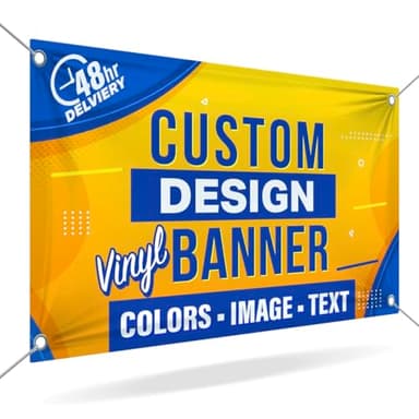 Custom 13oz Vinyl Banner by DOT4DOT - Personalized customizable full color design banners signs printing for indoor outdoor events retail birthday (2x4)