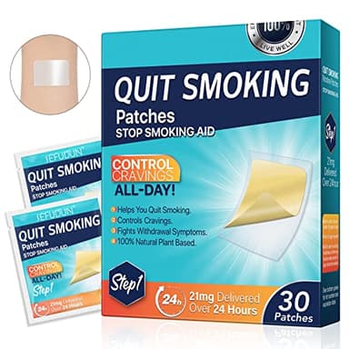 Step 1 Quit Smoking Patches, 21mg Stop Smoking Aids Patches, Helping Quit Patch, Easy & Effective Anti-Stickers, 30 Count Quit Smoking Stickers That Work with 2 Weeks, Anti-Stickers