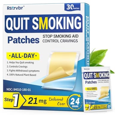 Rstrvbr Step 1 Nicotine Patches to Quit Smoking, Stop Smoking Nicotine Patches 21mg - Easy, Effective Quitting Aid Smoking or Vaping Quitting Aid，Nicotine Transdermal System Patches (30 Count)