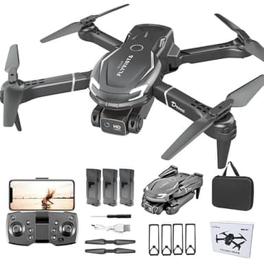 FLYVISTA Cool Mini Drone with Camera for Kids Adults Beginners, 1080P FPV Camera Remote Control Drone for Kids with 3 Batteries, One-Click Take Off/Landing, Altitude Hold, Headless Mode, 360° Flips, 3-Gear Speeds , Emergency Stop, Toys Gifts for Adults Beginner and Kids