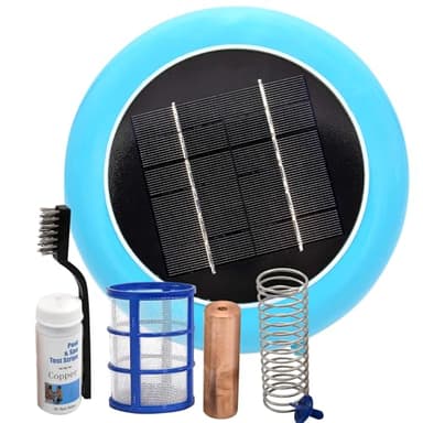 Solar Pool Ionizer - Enhanced with Latest Solar Technology & Longer-Lasting Anode | Reduces Chlorine- Mineral-Based Pool Cleaning Device | 85% Less Chlorine for Pools Up to 45,000 Gallons