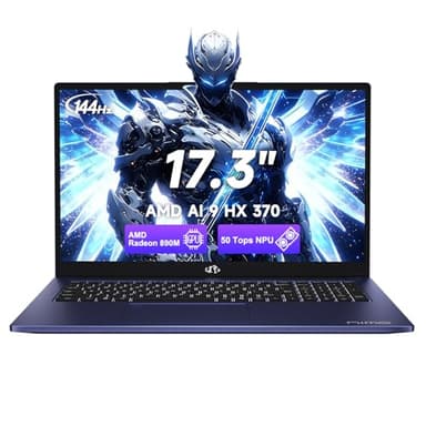 NIMO 17.3" Copilot+ AI Laptop, AMD Ryzen AI 9 HX 370 (Up to 5.1GHz), 32GB RAM 1TB SSD, Radeon 890M, 144Hz FHD Display, 100W Fast Charge, USB 4.0, Fingerprint, Win 11, Gaming & Business