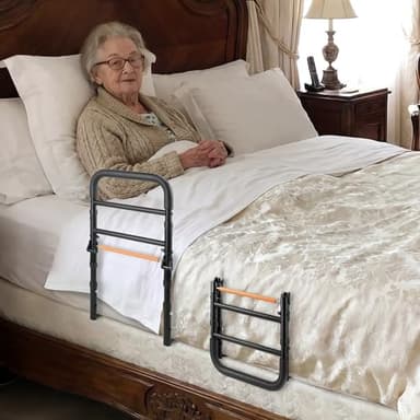 NIMOOD C1 Fold Bed Rails for Elderly Adults Safety - Foldable Bed Assist Rail with Adjustable Height, Tool-Free Folding, Sturdy up to 350 Lbs, Bed Cane Fits King Queen Twin Beds