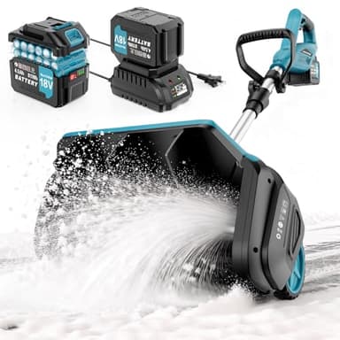 Brushless Electric Snow Shovel with Wheels, 9000mAh Cordless Snow Blower Battery Powered, 20-30Ft Snow Thrower Distance&Adjustable Plate, Snow Removal for Driveway Deck Sidewalks