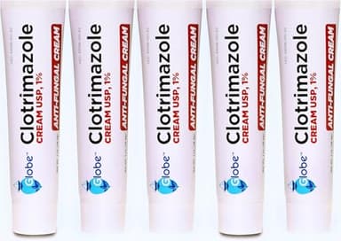 (5 Pack) Globe Clotrimazole Antifungal Cream 1% (1 oz) Relieves the itching, Burning, Cracking and Scaling associated with fungal infections, Compare to the Name Brand Active Ingredient