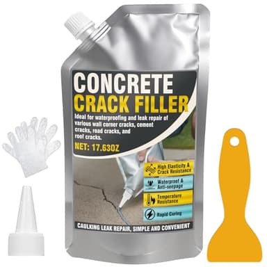 Concrete Crack Filler, High Elasticity Liquid Cement Crack Filler, Self Leveling Concrete Gap Repair Sealant, Cement Caulking Glue for Driveways, Walkways, Patios, Outdoor Joint, 17.6 oz