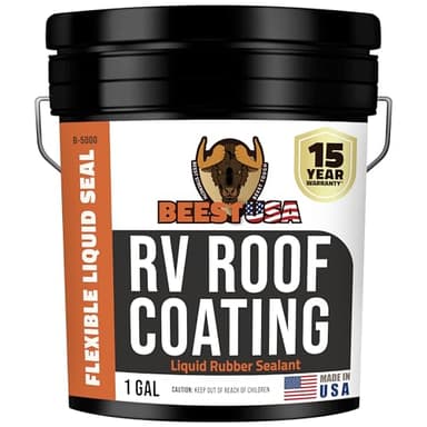 BEEST RV Roof Coating White, 1 Gallon Covers up to 50 sq ft (2 Coats), Solar Reflective & Waterproof Sealant| Elastomeric Leak Repair Coating, Liquid Rubber RV Roof Sealant for Trailers, Camper & More
