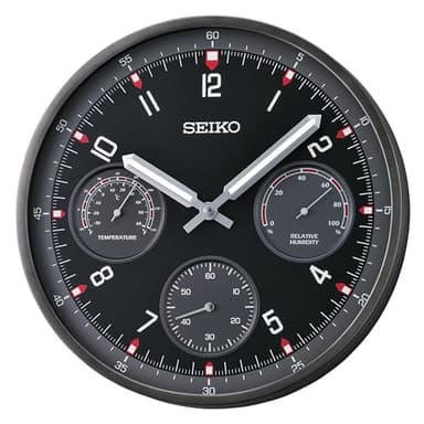 Seiko Shelby Non Ticking Wall Clock, Black, 13 Inch